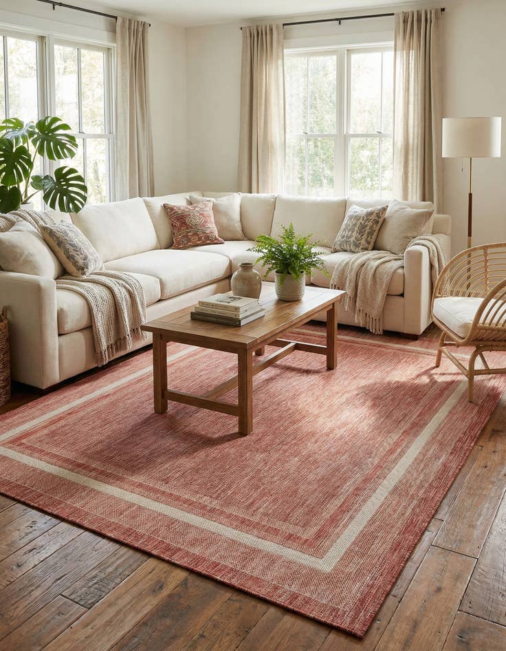 Detail image of 7' x 10'  Washable Border Indoor / Outdoor Rug