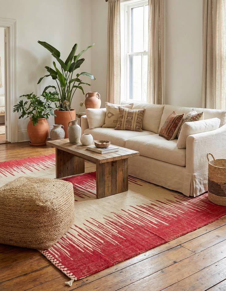 Detail image of  6' 6 x 10'  Hand Knotted Moroccan Wool Rug