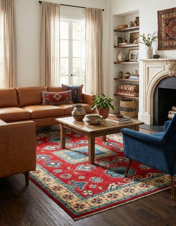 4' 10 x 7' Hand Knotted Kazak Rug