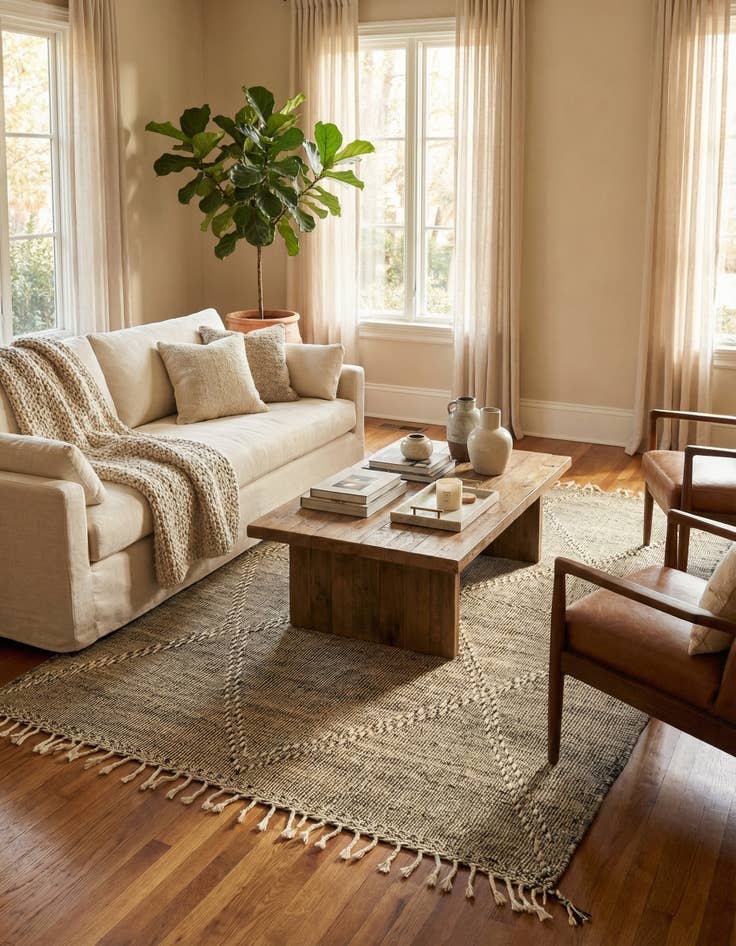 Detail image of 6' 2 x 10' 5  Hand Knotted Moroccan Wool Rug