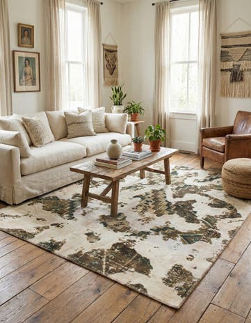 6' x 6' Hand Knotted Ultra Vintage Persian Wool Square Rug