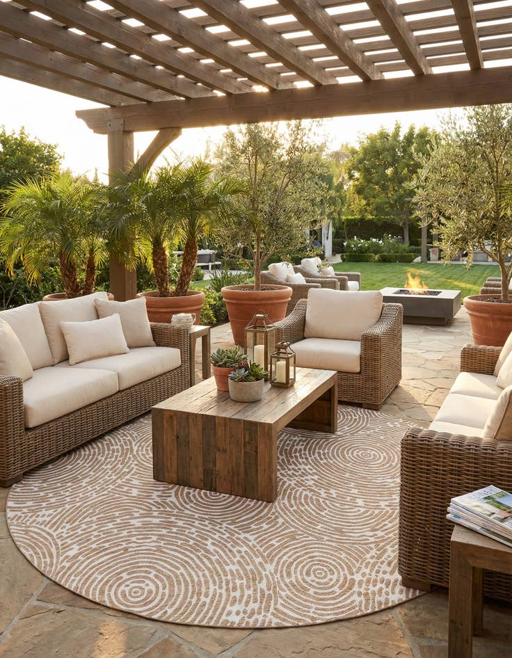 Detail image of  13' x 13'  Washable Modern Indoor / Outdoor Round Rug