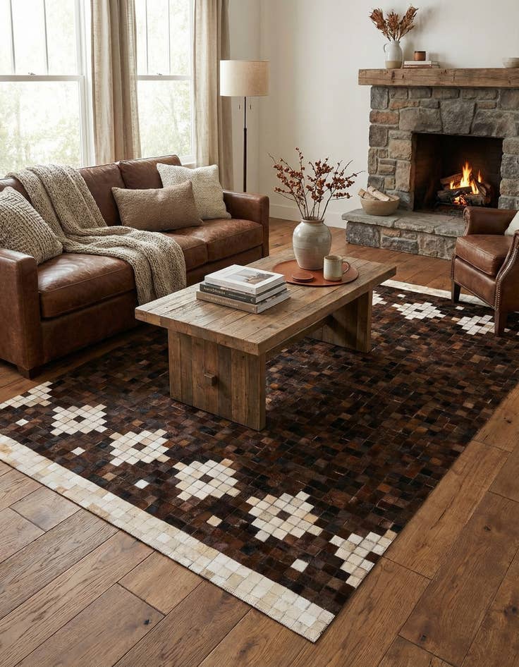 Detail image of 5' 1 x 7' 11 Cowhide Stocks Rug