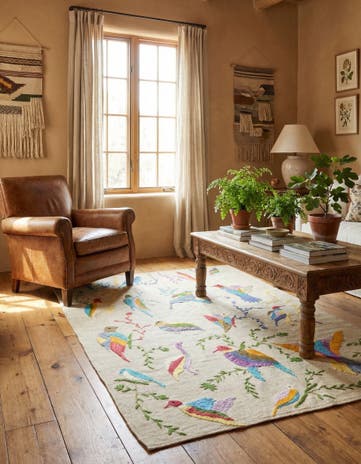 4' 2 x 5' 7 Hand Woven Kilim Suzani Wool Rug