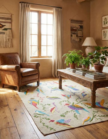 4' 2 x 5' 7 Hand Woven Kilim Suzani Wool Rug