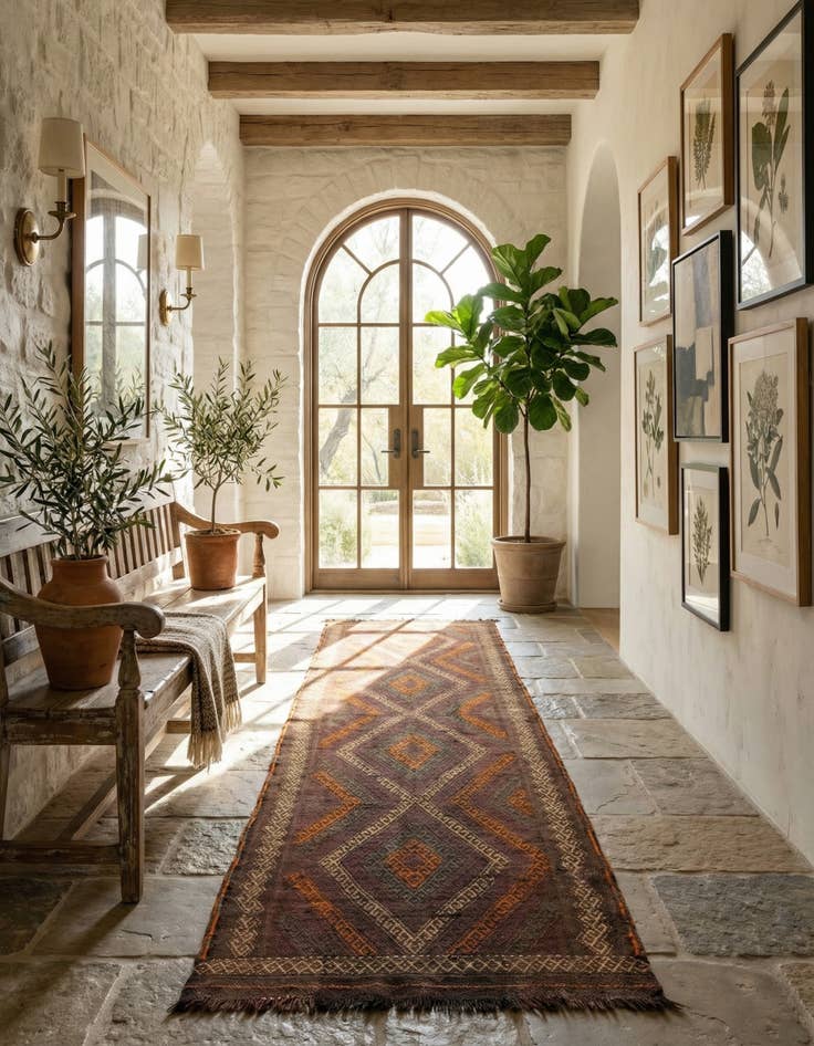 Detail image of 2' 2 x 8'  Hand Knotted Kilim Fars Persian Wool Runner Rug