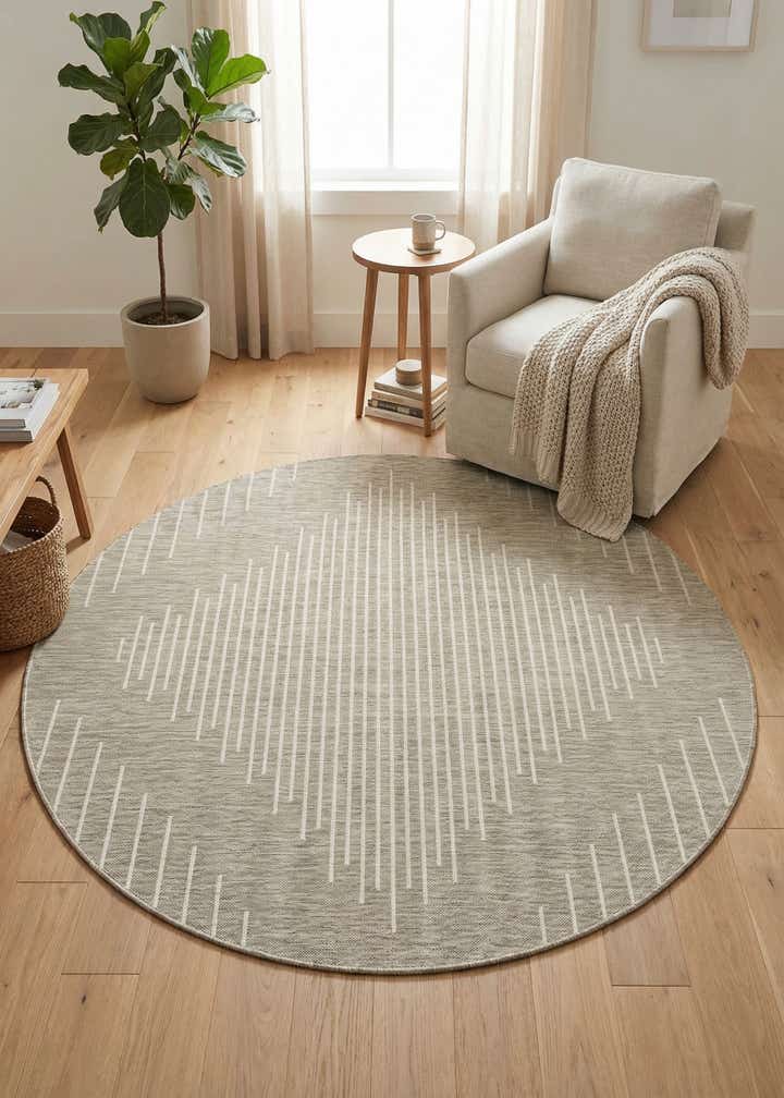 7' 10 x 7' 10 Easy-Clean Modern Indoor / Outdoor Round Rug