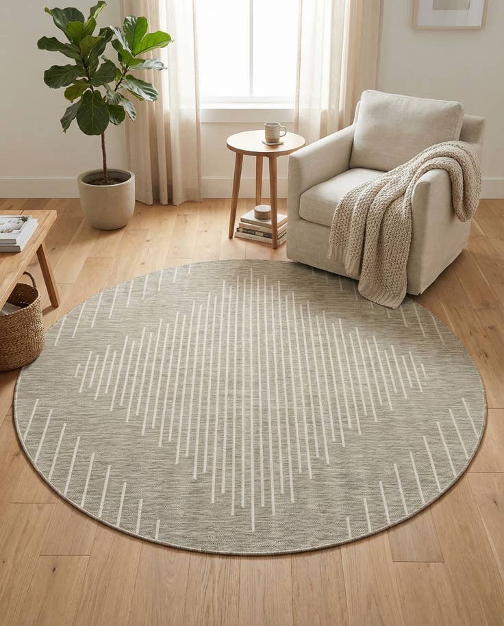 Detail image of 7' 10 x 7' 10 Easy-Clean Modern Indoor / Outdoor Round Rug