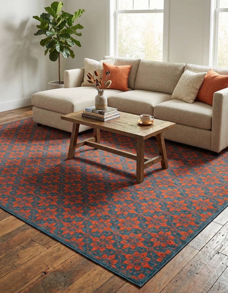 Detail image of  10' x 14'  Washable Lattice Indoor / Outdoor Rug