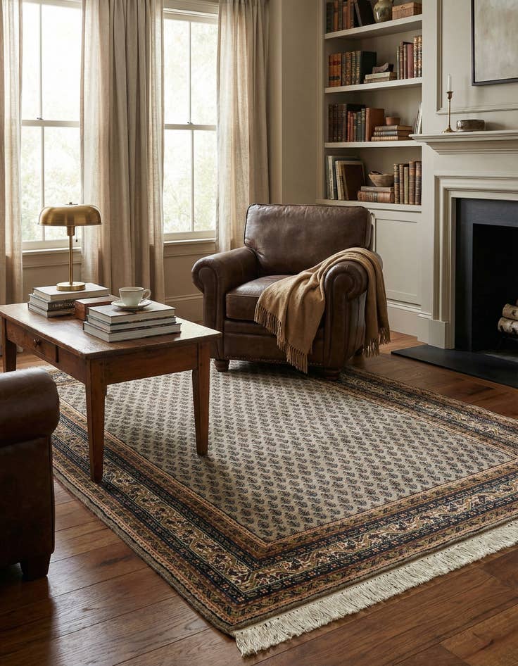 Detail image of 4' x 5' 10  Hand Knotted Mir Wool Rug