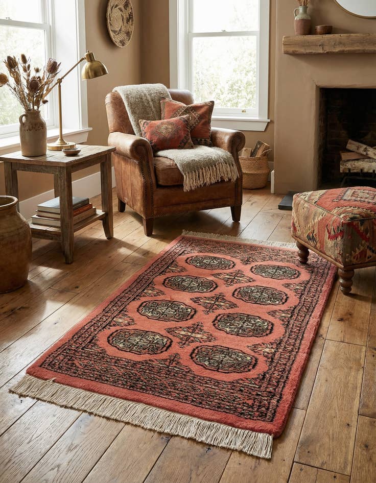 Detail image of  2' 2 x 3' 3  Hand Knotted Torkaman Persian Wool Rug