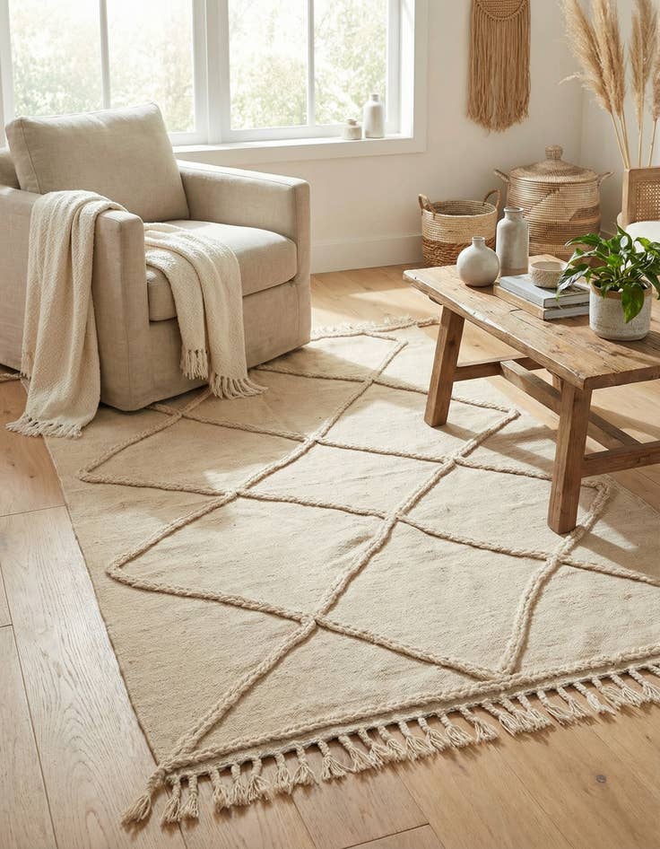 Detail image of 3' 6 x 5' 2  Hand Knotted Moroccan Wool Rug