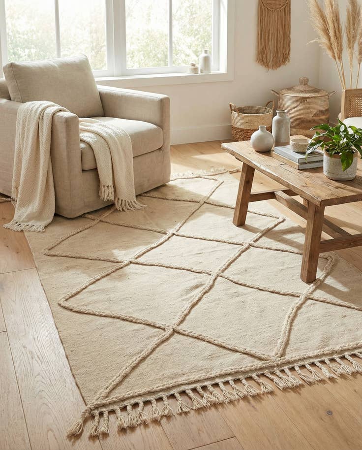 Detail image of 3' 6 x 5' 2 Hand Knotted Moroccan Wool Rug