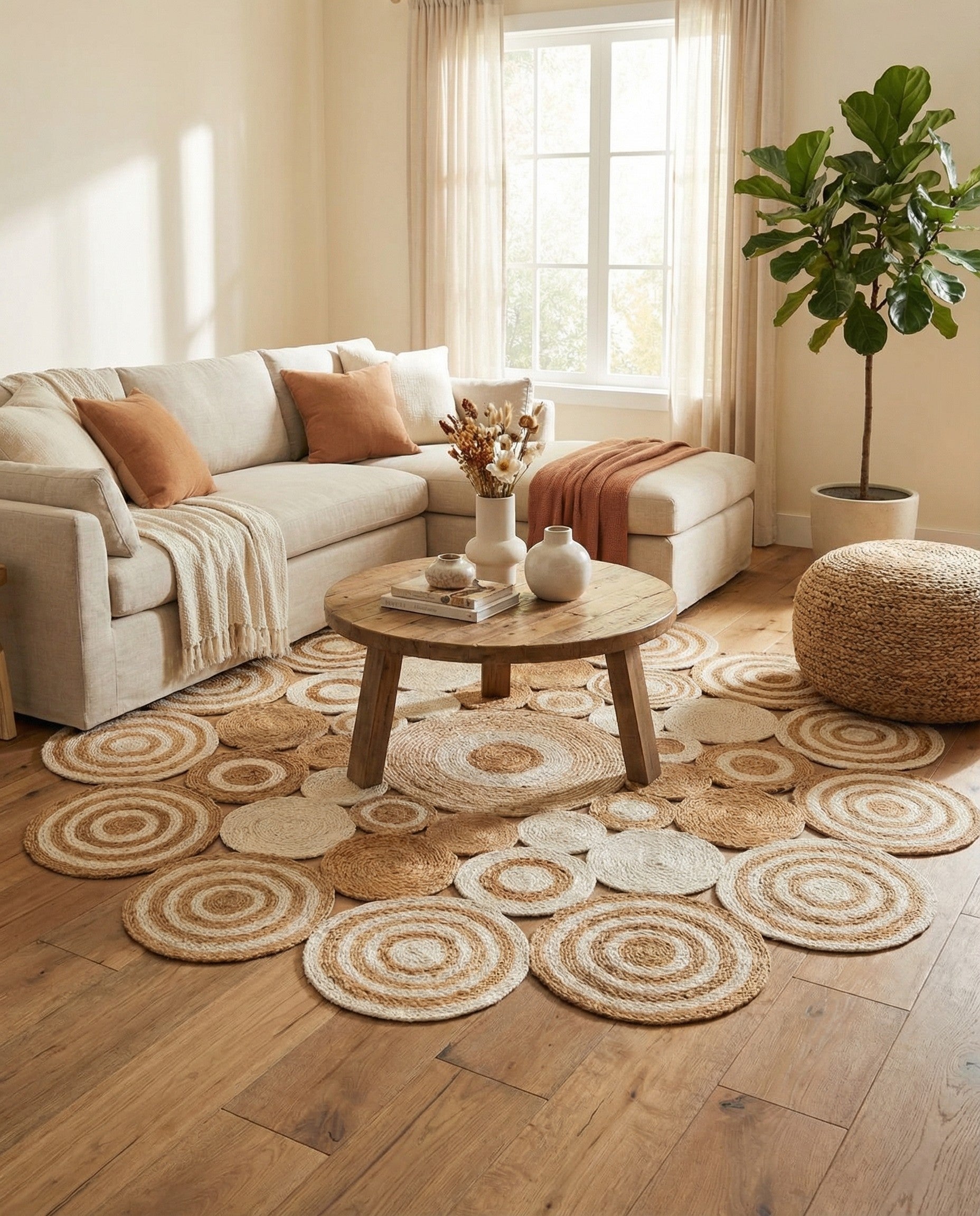  7' 10 x 7' 10  Hand Braided Jute Round Rug