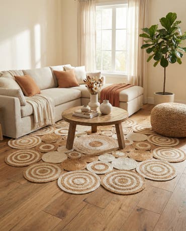  7' 10 x 7' 10  Hand Braided Jute Round Rug