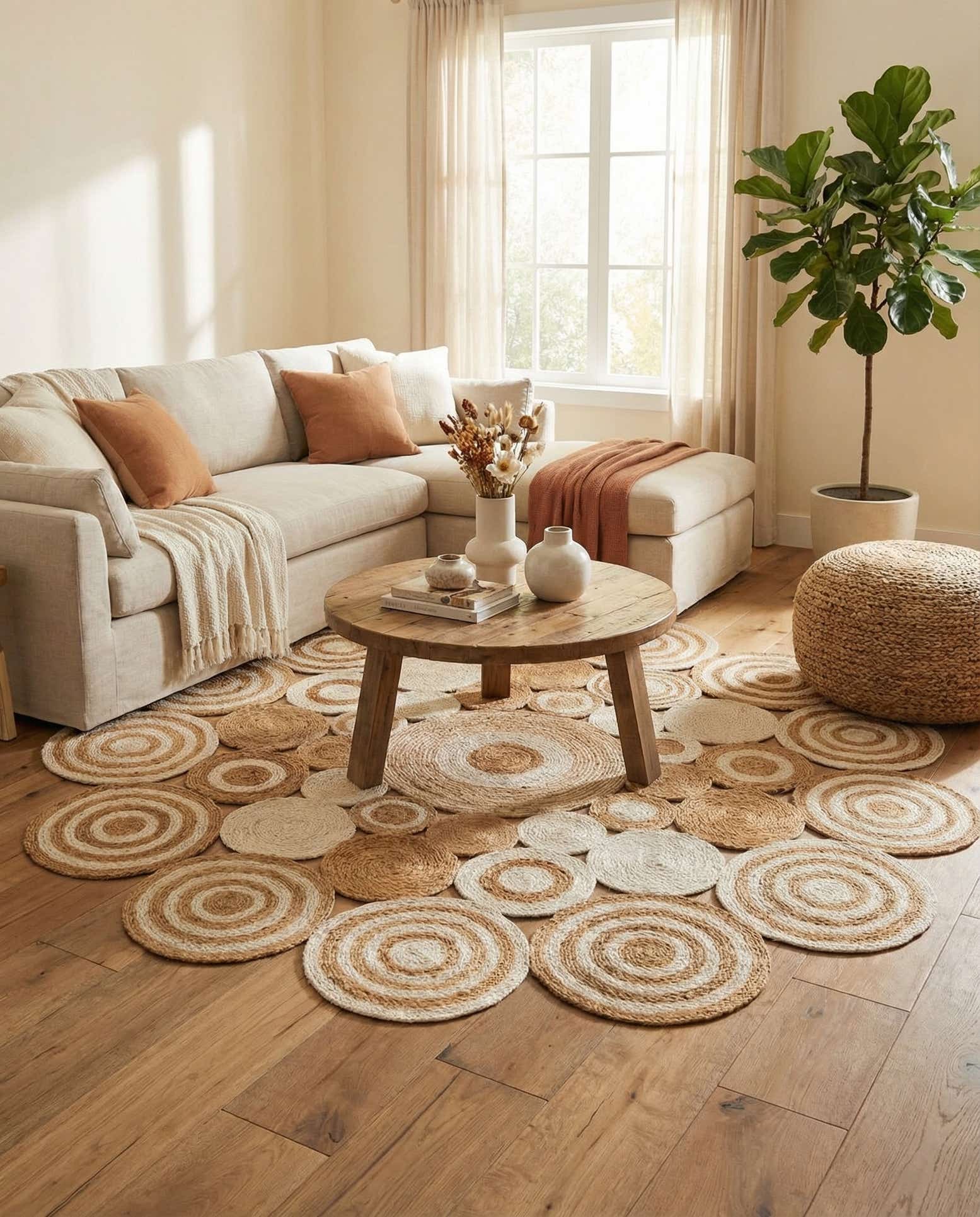 7' 10 x 7' 10 Handmade Braided Jute Round Rug