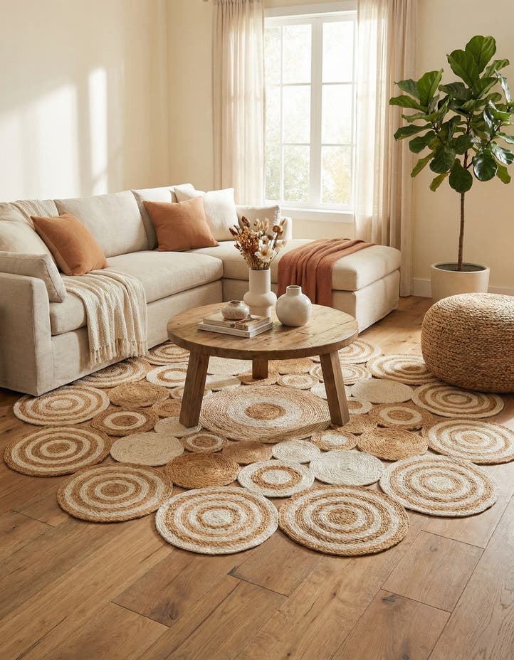 7' 10 x 7' 10 Handmade Braided Jute Round Rug