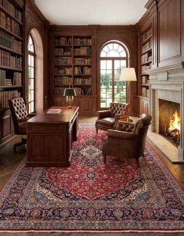 9' 9 x 13' Hand Knotted Kashan Persian Wool Rug