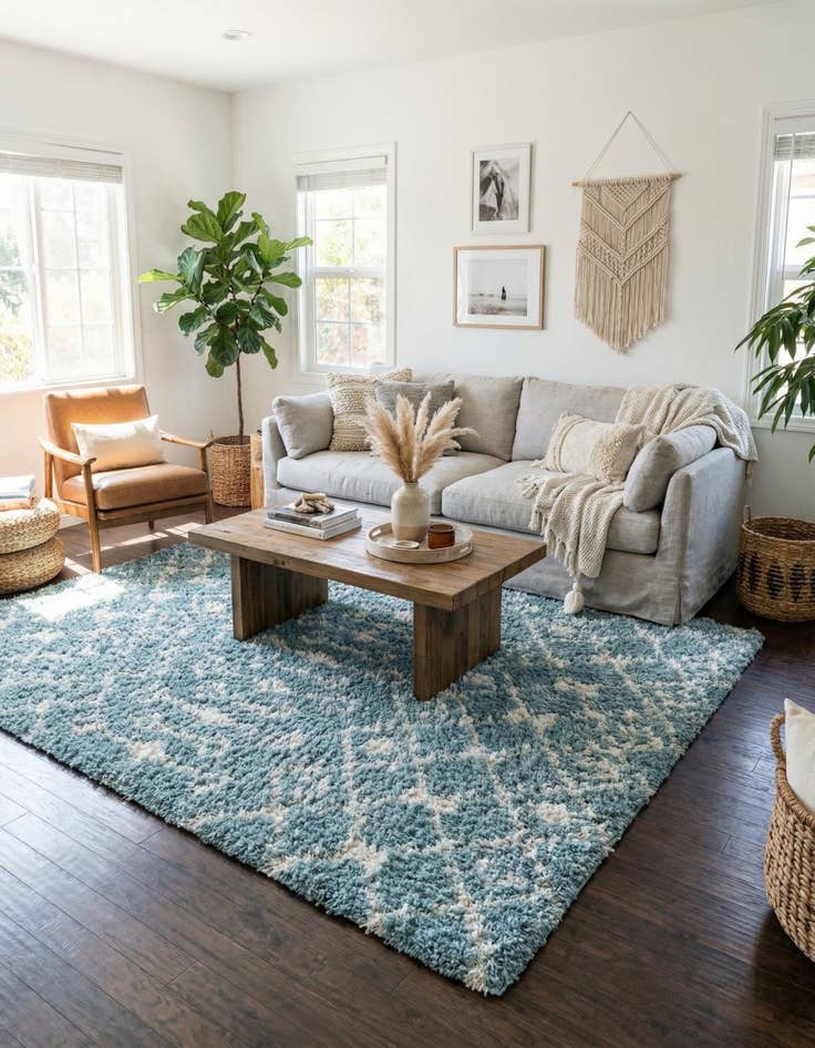 Detail image of  10' x 13' Moroccan Trellis Shag Rug