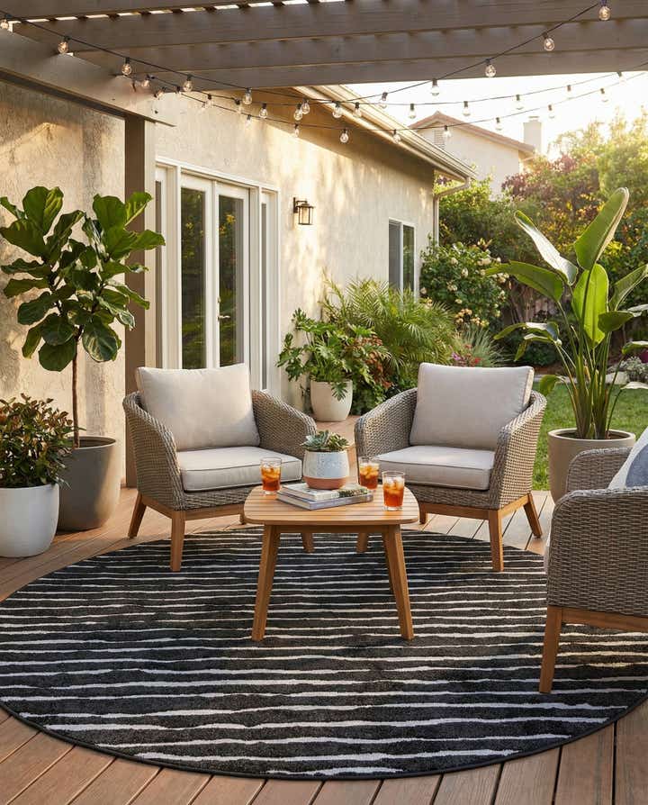 8' x 8' Easy-Clean Sabrina Soto Ola Indoor / Outdoor Round Rug