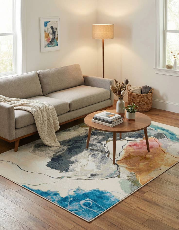 Detail image of  6' 1 x 9'  Washable Modern Indoor / Outdoor Rug