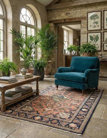 4' 3 x 6' 6 Hand Knotted Kashan Persian Wool Rug