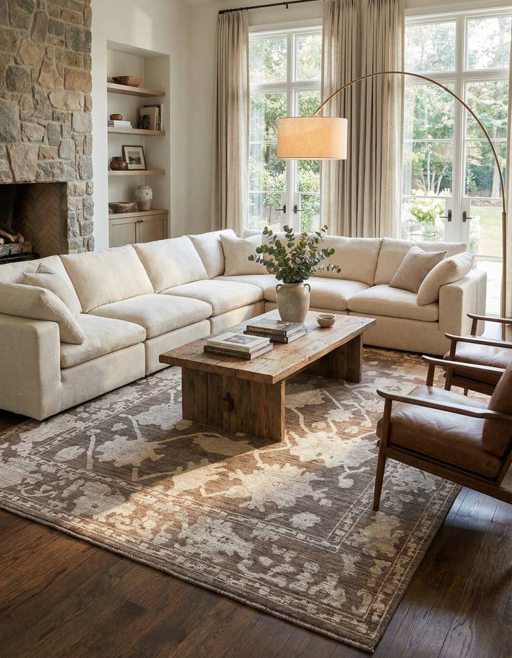 Detail image of 10' 2 x 14'  Hand Knotted Oushak Wool Rug