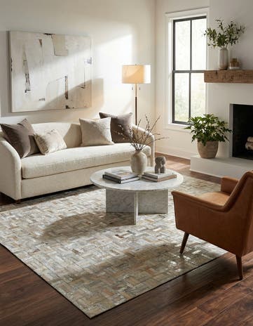 5' x 7' 10 Cowhide Leather Rug