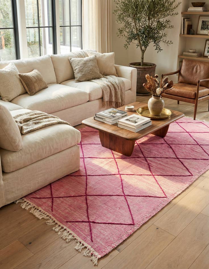 Detail image of 4' 8 x 7' 8  Hand Knotted Moroccan Wool Rug