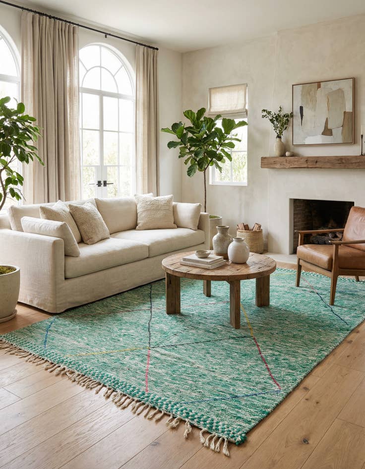 Detail image of 6' 5 x 9' 6  Hand Knotted Moroccan Wool Rug