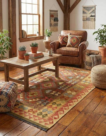 3' 3 x 6' 6 Hand Woven Kilim Maymana Wool Rug