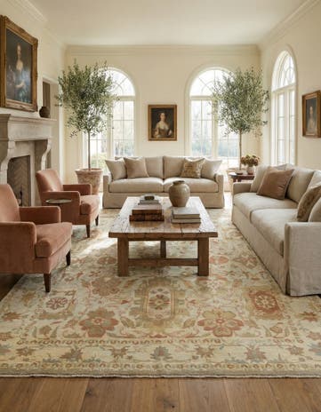 11' 7 x 15' 10 Hand Knotted Oushak Wool Rug
