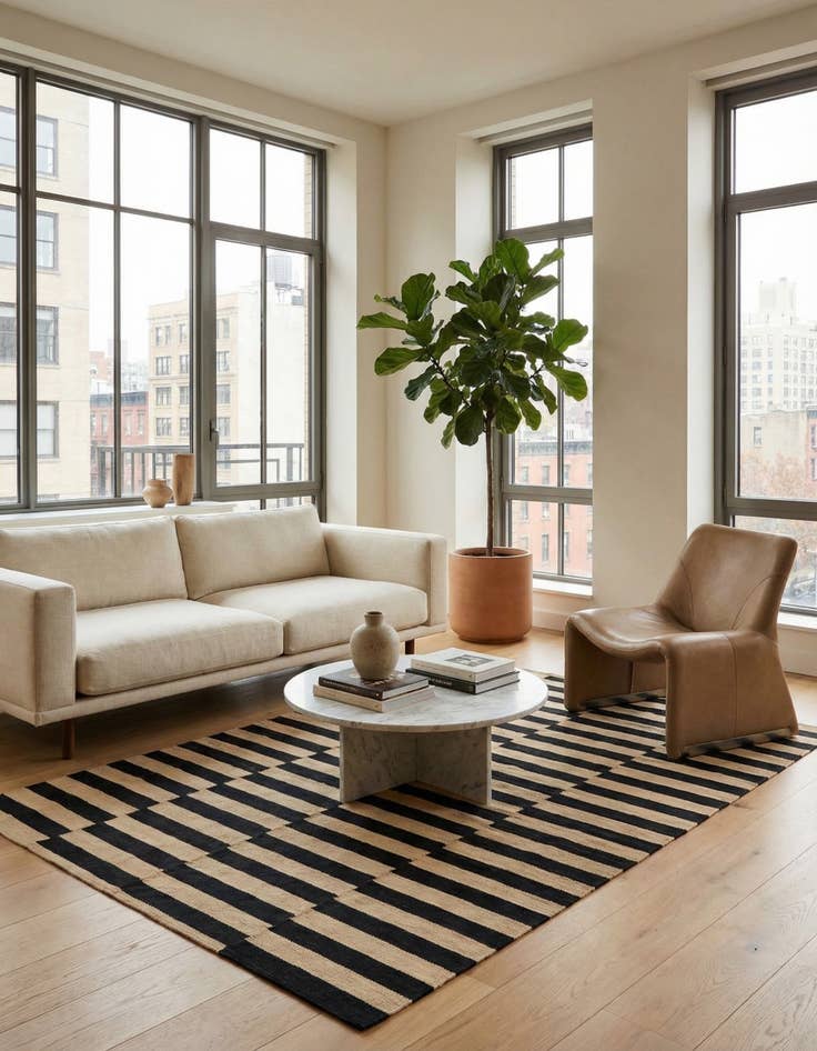 Detail image of  5' 4 x 7' 8  Hand Woven Kilim Modern Wool Rug