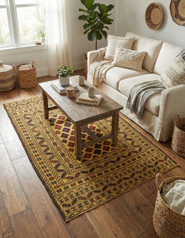 4' x 6' 2 Hand Woven Kilim Afghan Wool Rug