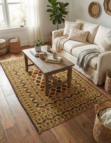 4' x 6' 2 Hand Woven Kilim Afghan Wool Rug
