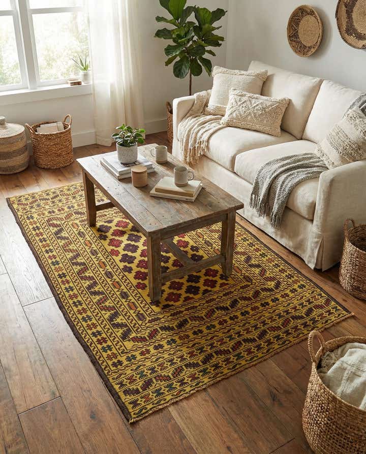 4' x 6' 2 Hand Woven Kilim Afghan Wool Rug