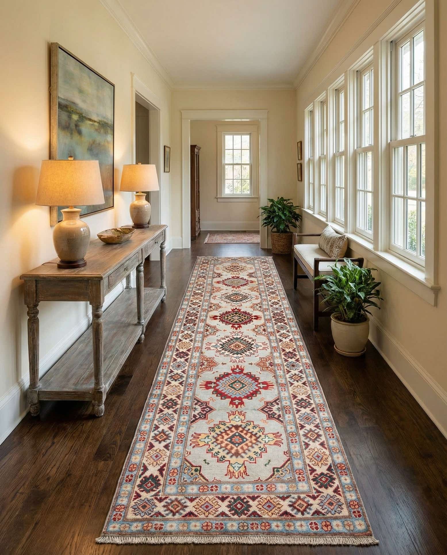 2' 8 x 9' 9 Hand Knotted Kazak Runner Rug