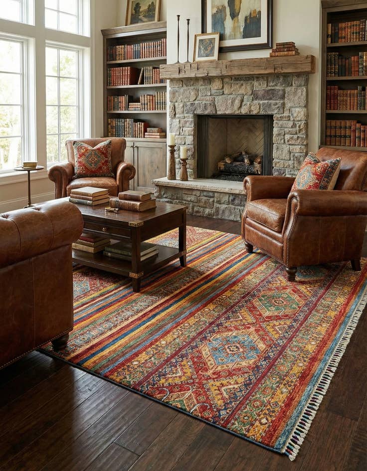 Detail image of 6' 10 x 9' 8 Torkman Wool Rug