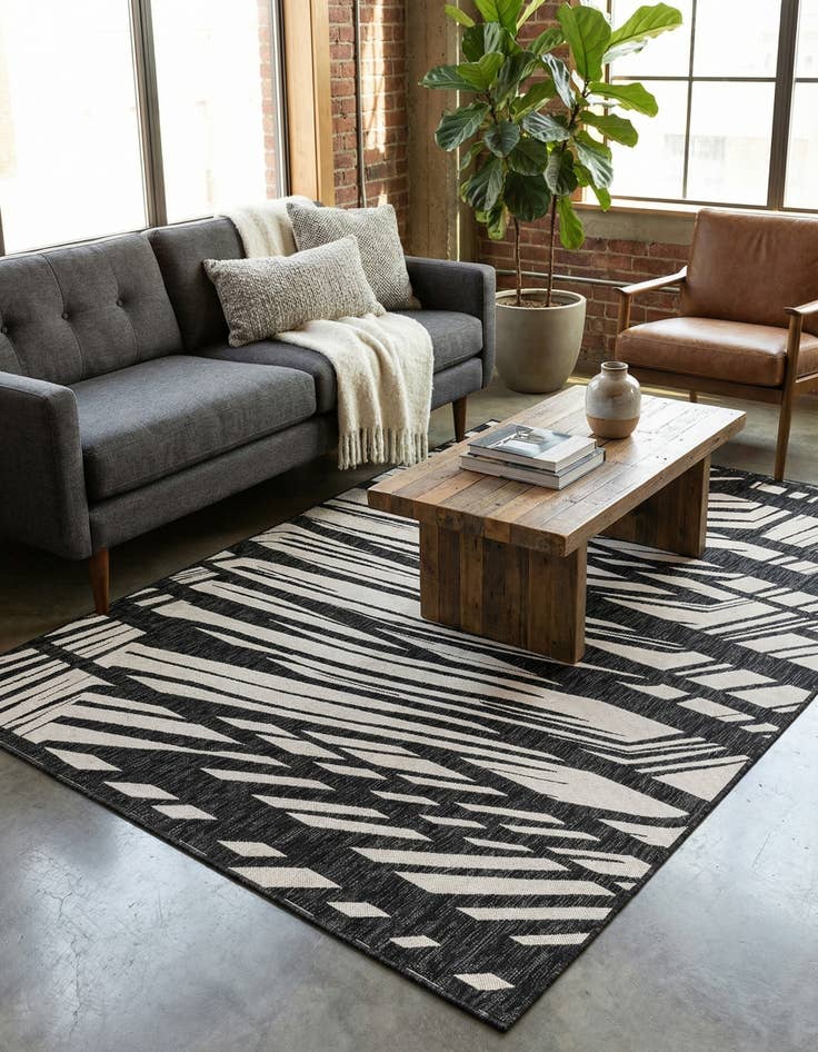 Detail image of 6' x 9' Easy-Clean Modern Indoor / Outdoor Rug