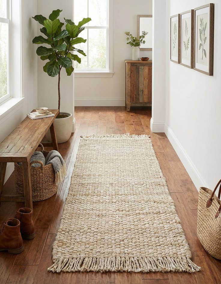 Detail image of  2' x 4' 1  Hand Woven Chunky Jute Runner Rug