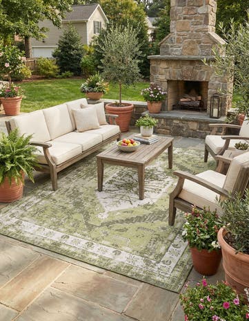 10' x 13' Easy-Clean Traditional Indoor / Outdoor Rug