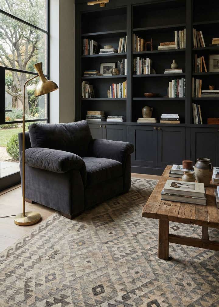 6' 8 x 9' 9 Hand Woven Kilim Maymana Wool Rug