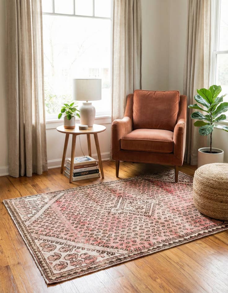 Detail image of  3' 8 x 6'  Hand Knotted Ultra Vintage Persian Wool Rug