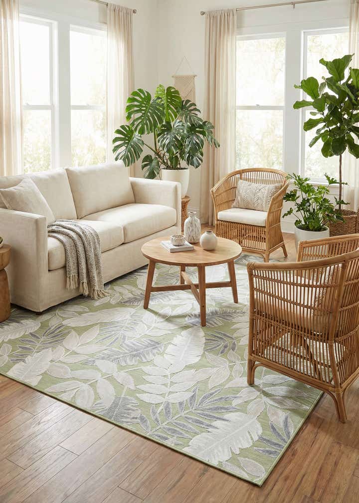 8' 2 x 8' 2 Easy-Clean Botanical Indoor / Outdoor Square Rug