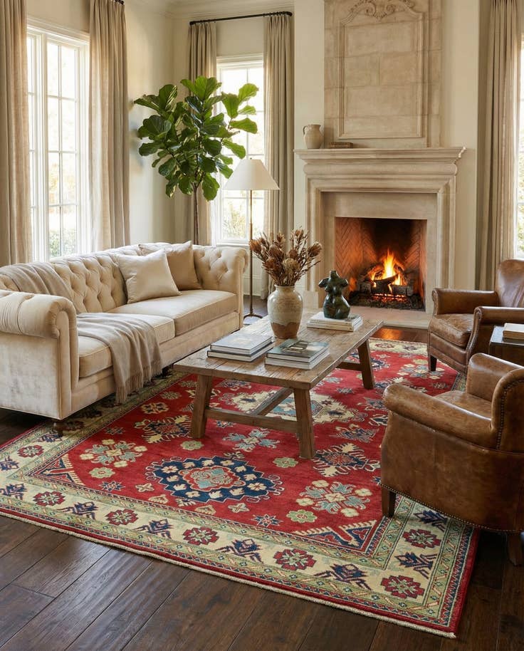 Detail image of 6' 8 x 9' 8 Hand Knotted Kazak Rug