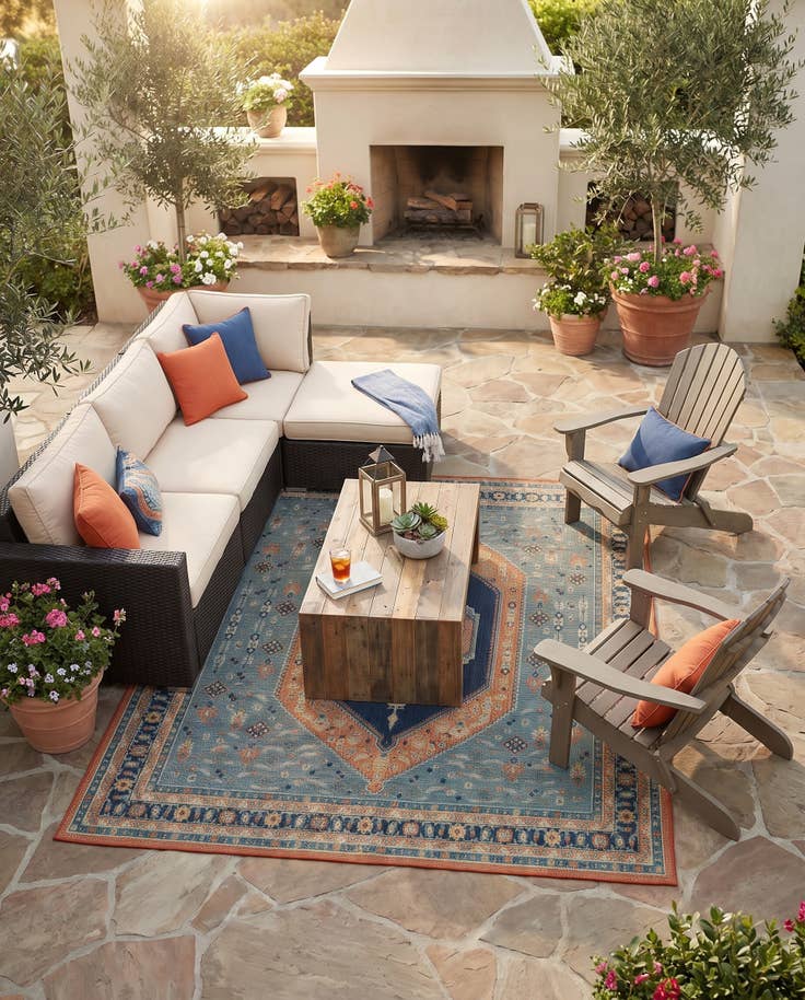 Detail image of 10' x 10' Easy-Clean Baja Indoor / Outdoor Square Rug