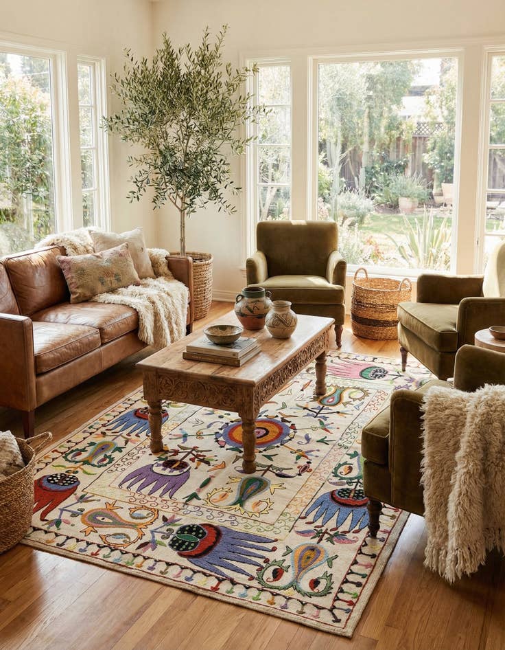 Detail image of 4' 10 x 6' 5  Hand Knotted Marok Kilim Rug