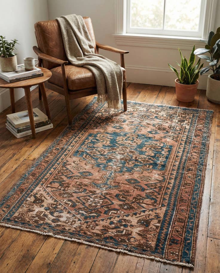 Detail image of 3' 6 x 5' 9 Hand Knotted Ultra Vintage Persian Wool Rug