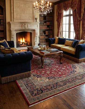 10' 1 x 12' 6 Hand Knotted Mashad Persian Wool Rug