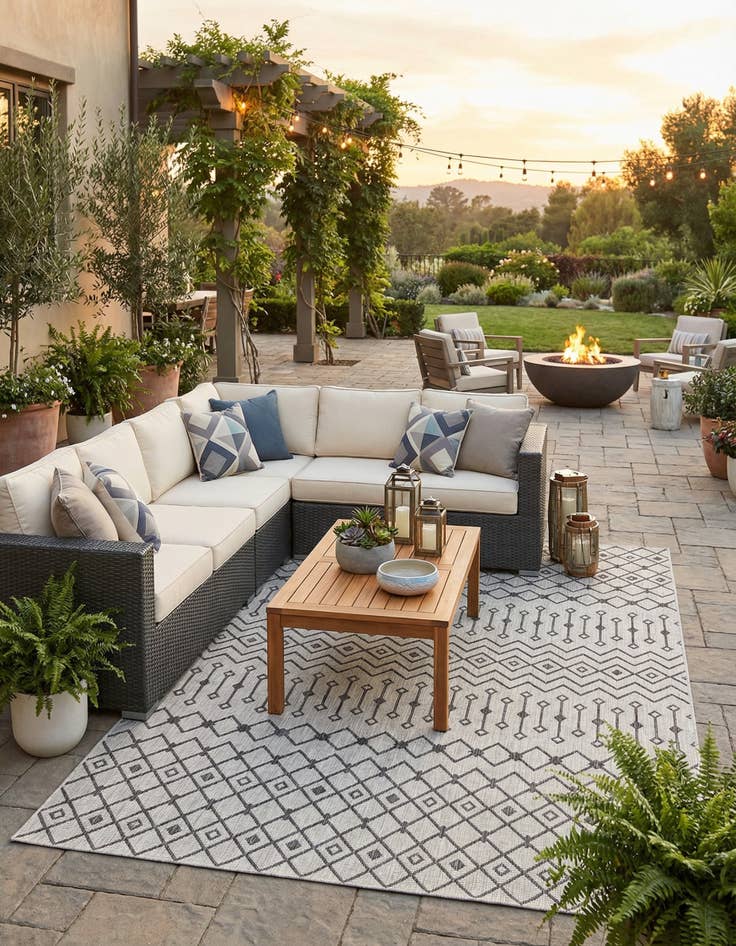 Detail image of  10' x 14'  Washable Lattice Indoor / Outdoor Rug